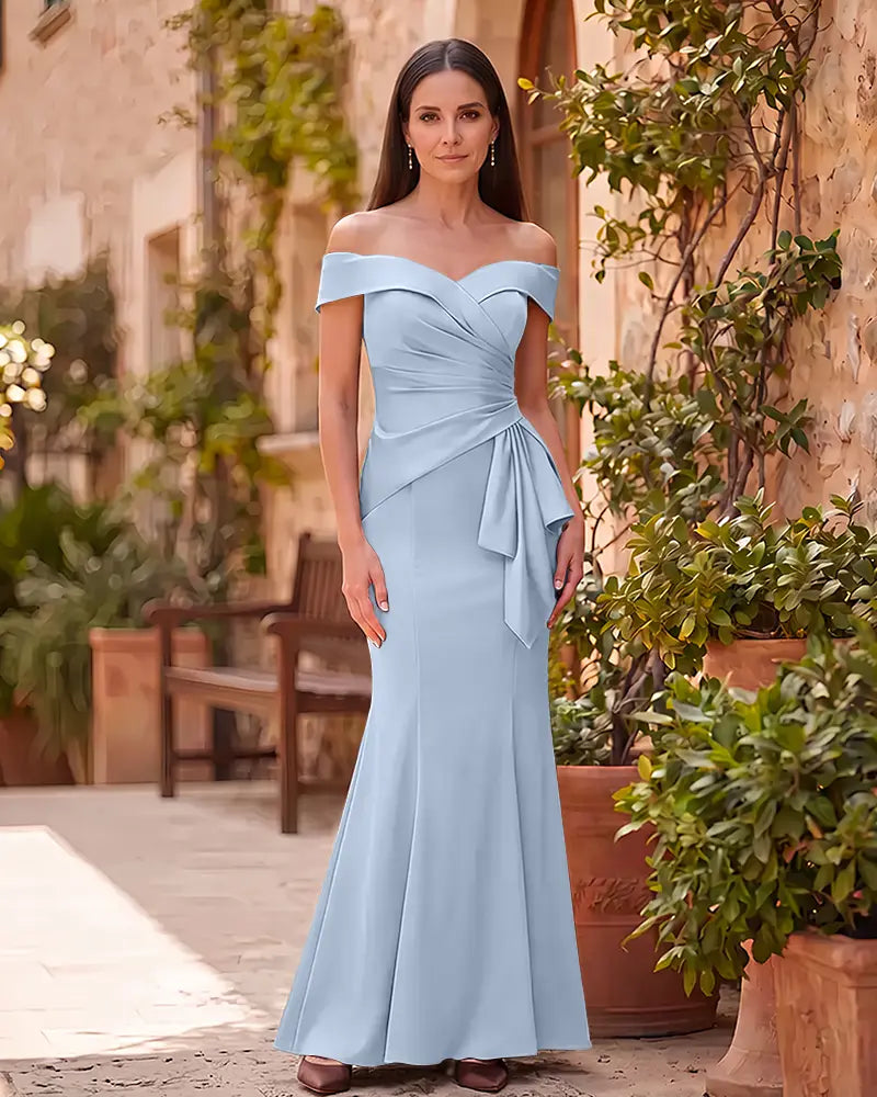 Ruched Waist Mermaid Mother of the Bride Dress with Side Bow