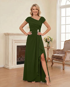 Chiffon-Mother-of-the-Bride-Dress-with-Cap-Sleeves-with-Slit-Clover-1