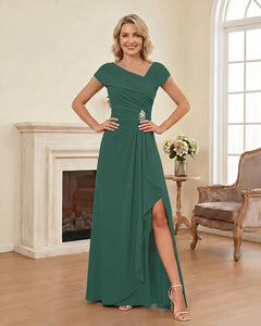 Chiffon-Mother-of-the-Bride-Dress-with-Cap-Sleeves-with-Slit-Eucalyptus-1