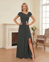 Chiffon-Mother-of-the-Bride-Dress-with-Cap-Sleeves-with-Slit-Steel-Grey-1