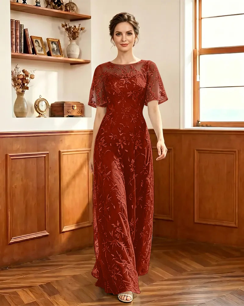 Embroidered-Lace-Sheer-Mesh-Mother-of-the-Bride-Dress-Burnt-Orange-1