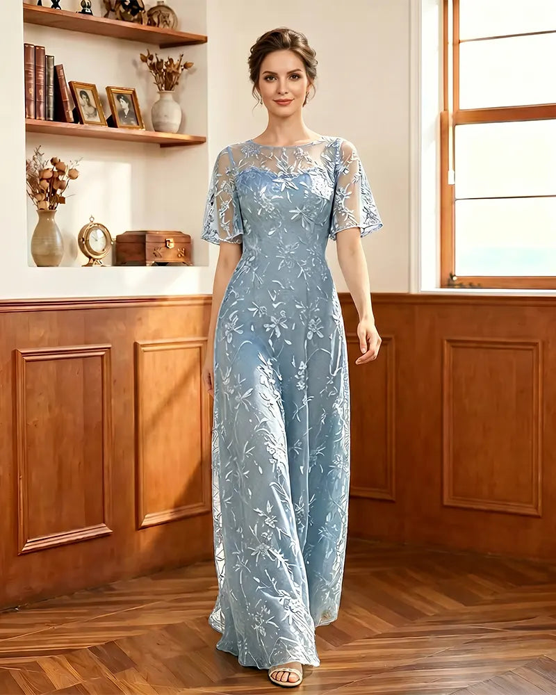 Embroidered-Lace-Sheer-Mesh-Mother-of-the-Bride-Dress-Dusty-Blue-1