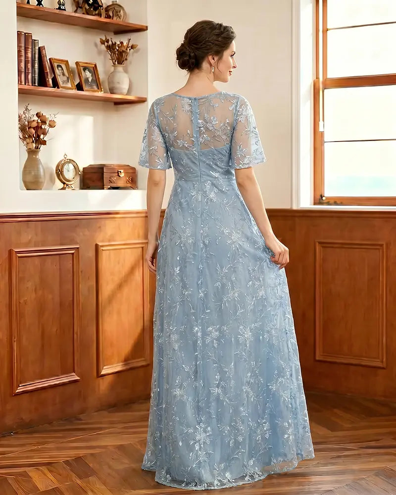 Embroidered-Lace-Sheer-Mesh-Mother-of-the-Bride-Dress-Dusty-Blue-2
