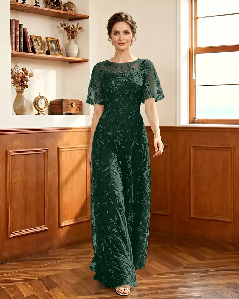 Embroidered-Lace-Sheer-Mesh-Mother-of-the-Bride-Dress-Emerald-1