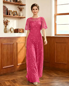 Embroidered-Lace-Sheer-Mesh-Mother-of-the-Bride-Dress-Hot-Pink-1