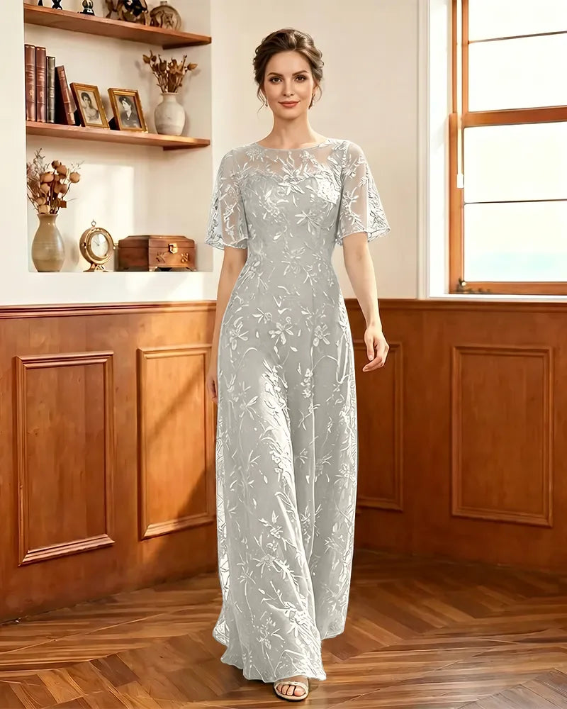 Embroidered-Lace-Sheer-Mesh-Mother-of-the-Bride-Dress-Ivory-1
