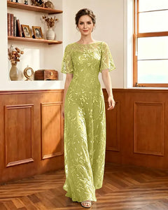 Embroidered-Lace-Sheer-Mesh-Mother-of-the-Bride-Dress-Lemon-1