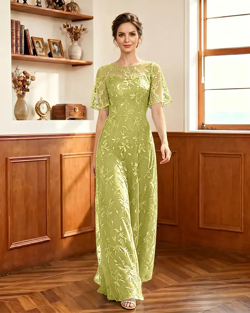 Embroidered-Lace-Sheer-Mesh-Mother-of-the-Bride-Dress-Lemon-1
