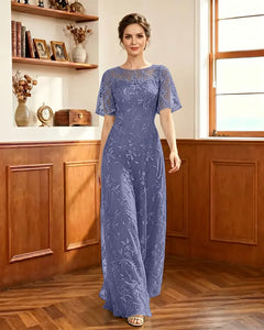 Embroidered-Lace-Sheer-Mesh-Mother-of-the-Bride-Dress-Steel-Blue-1