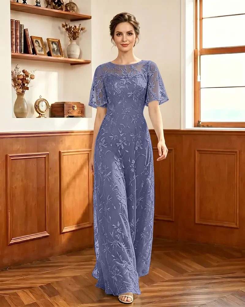 Embroidered-Lace-Sheer-Mesh-Mother-of-the-Bride-Dress-Steel-Blue-1