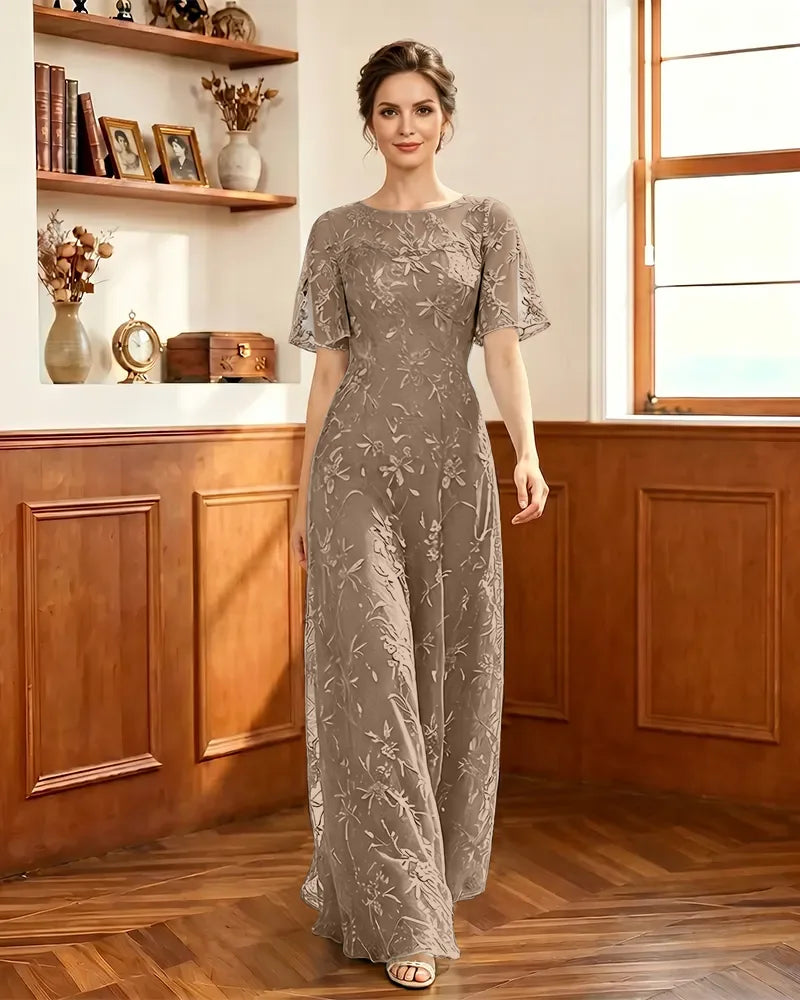 Embroidered-Lace-Sheer-Mesh-Mother-of-the-Bride-Dress-Taupe-1