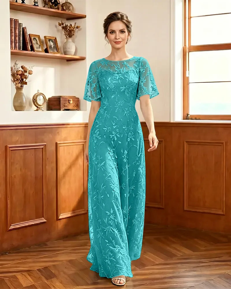 Embroidered-Lace-Sheer-Mesh-Mother-of-the-Bride-Dress-Turquoise-1