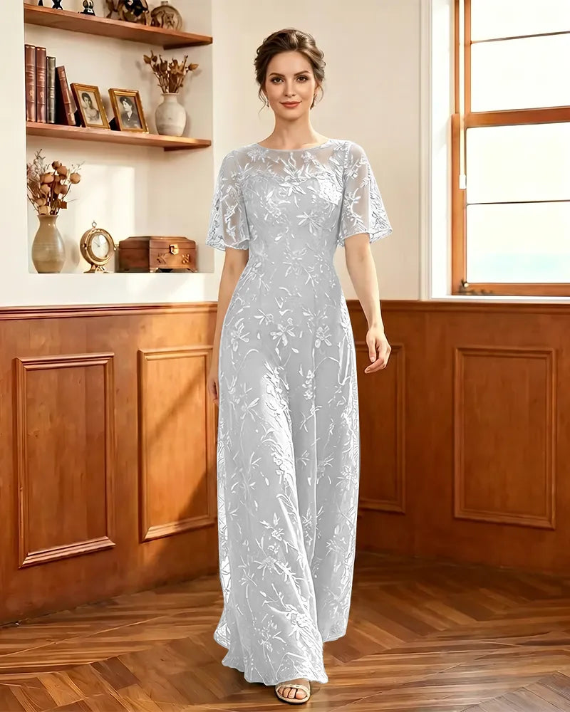 Embroidered-Lace-Sheer-Mesh-Mother-of-the-Bride-Dress-White-1