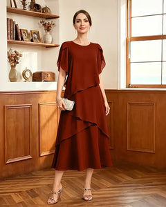 Tiered-Chiffon-Mother-of-Bride-Dress-with-Flutter-Sleeves-Burnt-Orange-1