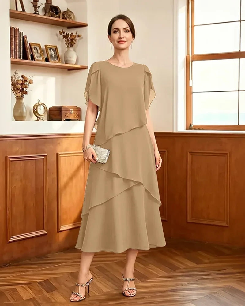 Tiered-Chiffon-Mother-of-Bride-Dress-with-Flutter-Sleeves-Champagne-1