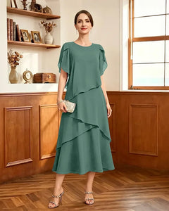 Tiered-Chiffon-Mother-of-Bride-Dress-with-Flutter-Sleeves-Eucalptus-1