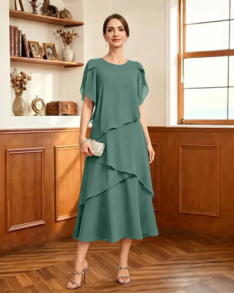 Tiered-Chiffon-Mother-of-Bride-Dress-with-Flutter-Sleeves-Eucalptus-1