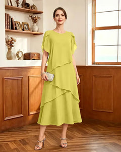 Tiered-Chiffon-Mother-of-Bride-Dress-with-Flutter-Sleeves-Lemon-1