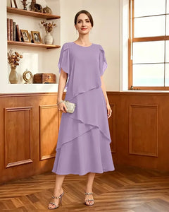 Tiered-Chiffon-Mother-of-Bride-Dress-with-Flutter-Sleeves-Lilac-1