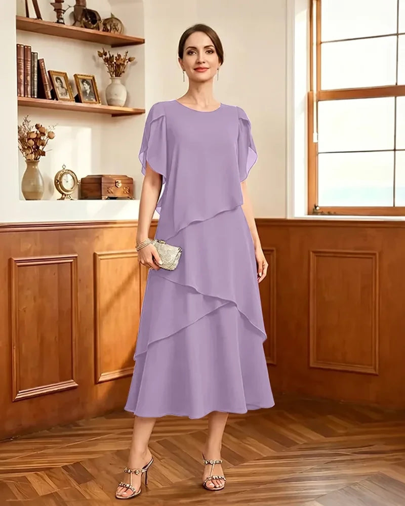 Tiered-Chiffon-Mother-of-Bride-Dress-with-Flutter-Sleeves-Lilac-1