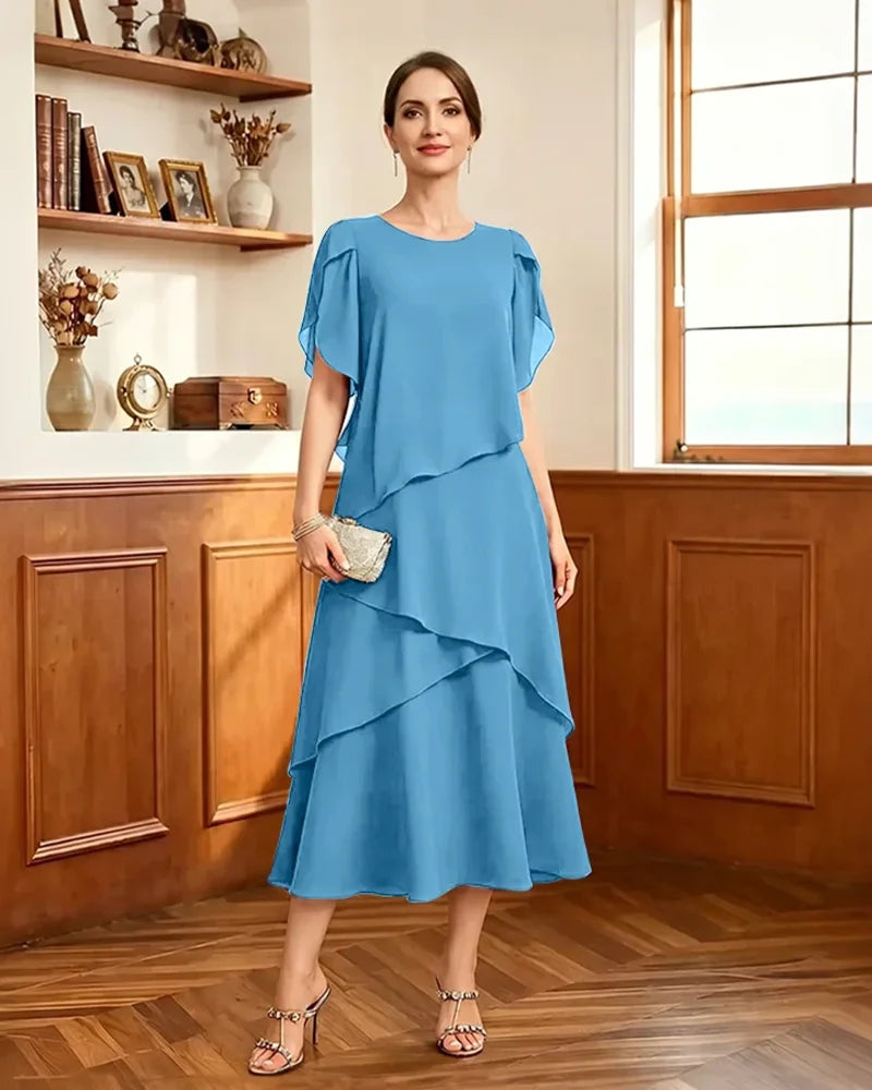 Tiered-Chiffon-Mother-of-Bride-Dress-with-Flutter-Sleeves-Ocean-Blue-1