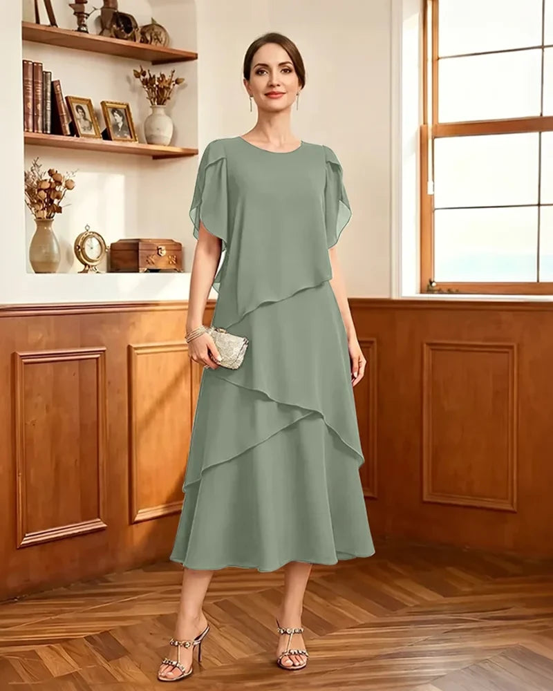 Tiered-Chiffon-Mother-of-Bride-Dress-with-Flutter-Sleeves-Sage-1
