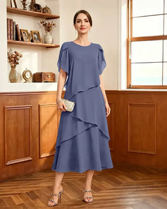 Tiered-Chiffon-Mother-of-Bride-Dress-with-Flutter-Sleeves-Steel-Blue-1