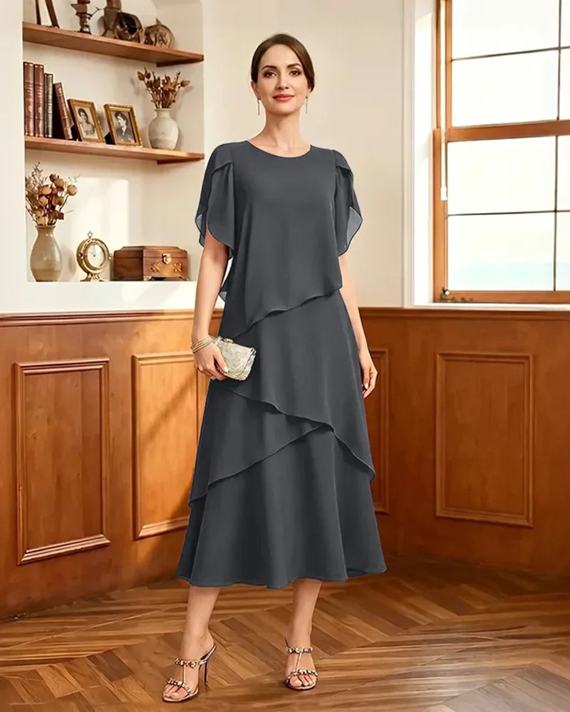 Tiered-Chiffon-Mother-of-Bride-Dress-with-Flutter-Sleeves-Steel-Grey-1
