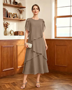 Tiered-Chiffon-Mother-of-Bride-Dress-with-Flutter-Sleeves-Taupe-1