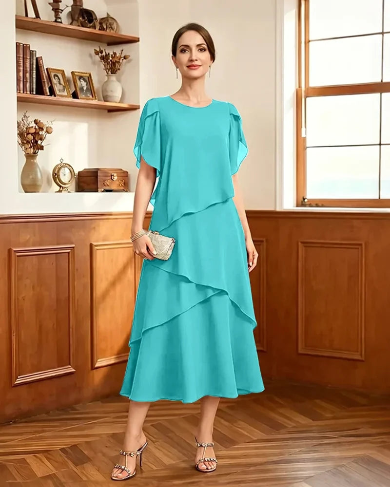 Tiered-Chiffon-Mother-of-Bride-Dress-with-Flutter-Sleeves-Turquoise-1