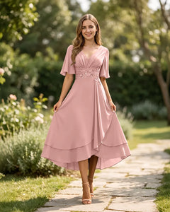 High-Low-Mother-of-the-Bride-Chiffon-Dress-with-V-Neck-Blushing-Pink-1