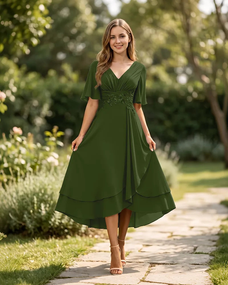 High-Low-Mother-of-the-Bride-Chiffon-Dress-with-V-Neck-Clover-1