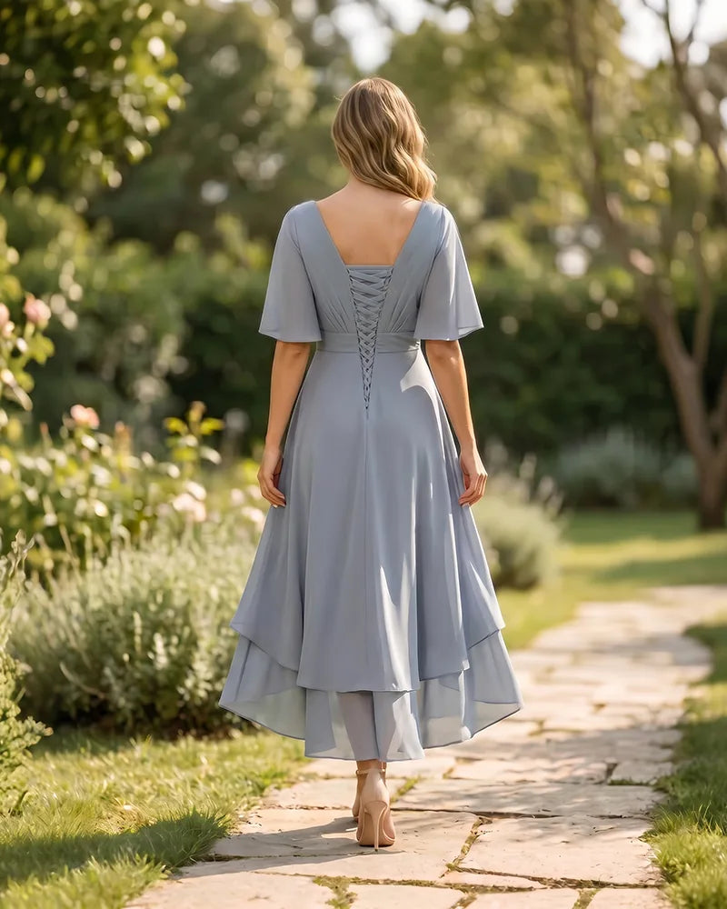 High-Low-Mother-of-the-Bride-Chiffon-Dress-with-V-Neck-Dusty-Blue-2