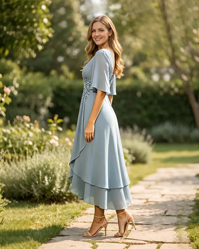 High-Low-Mother-of-the-Bride-Chiffon-Dress-with-V-Neck-Dusty-Blue-3