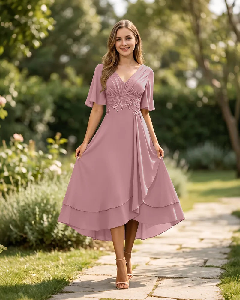 High-Low-Mother-of-the-Bride-Chiffon-Dress-with-V-Neck-Dusty-Rose-1