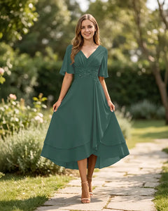 High-Low-Mother-of-the-Bride-Chiffon-Dress-with-V-Neck-Eucalyptus-1