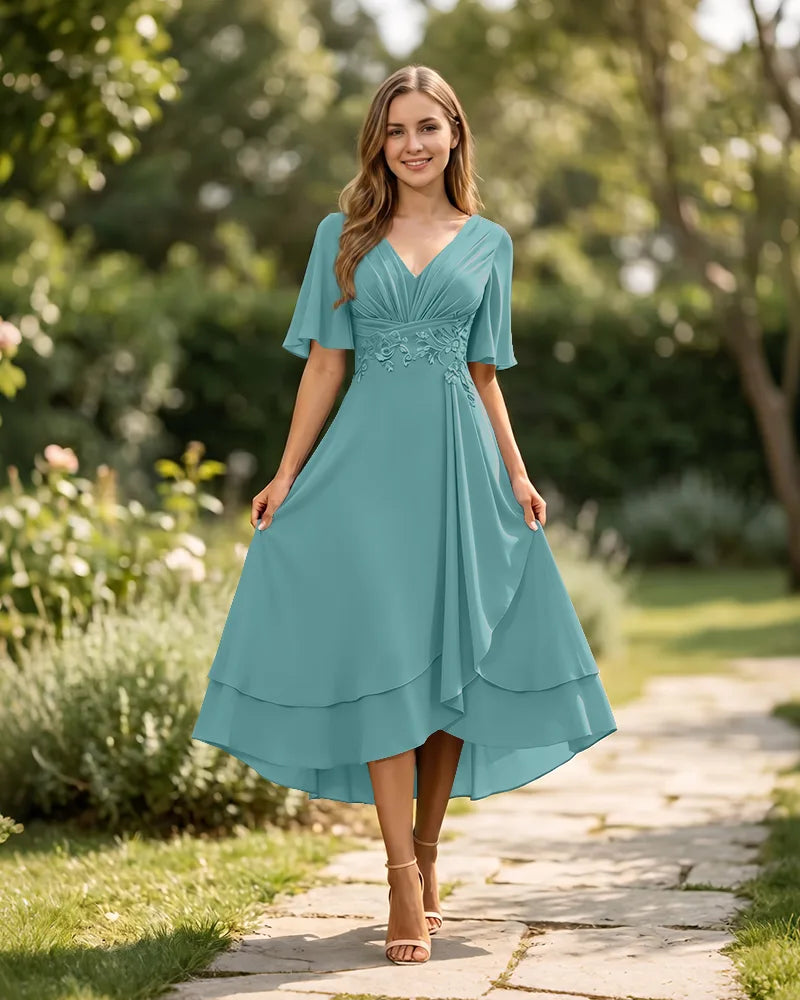 High-Low-Mother-of-the-Bride-Chiffon-Dress-with-V-Neck-Jade-1