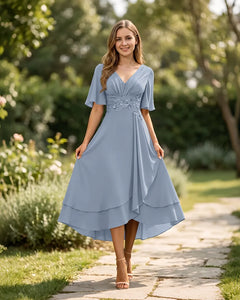 High-Low-Mother-of-the-Bride-Chiffon-Dress-with-V-Neck-Lavender-1