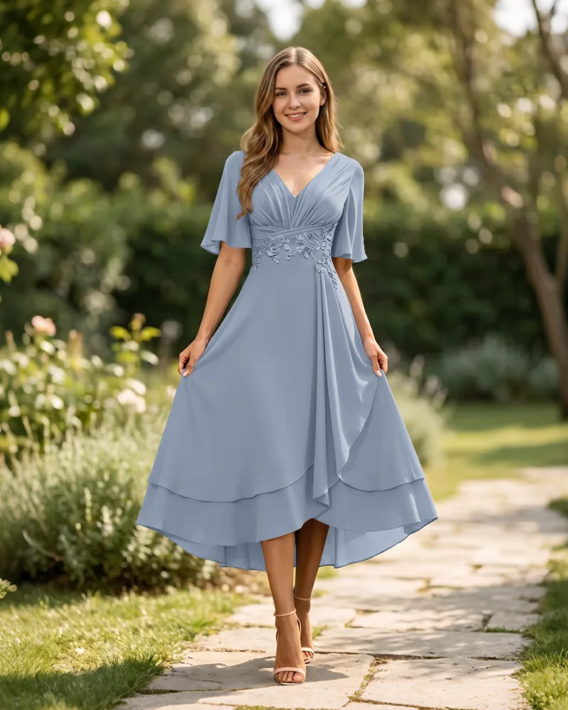 High-Low-Mother-of-the-Bride-Chiffon-Dress-with-V-Neck-Lavender-1