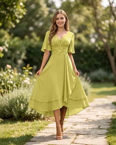 High-Low-Mother-of-the-Bride-Chiffon-Dress-with-V-Neck-Lemon-1