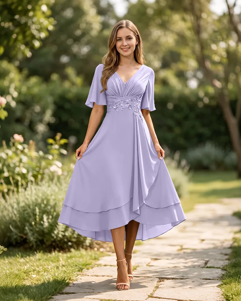 High-Low-Mother-of-the-Bride-Chiffon-Dress-with-V-Neck-Lilac-1