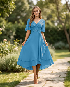 High-Low-Mother-of-the-Bride-Chiffon-Dress-with-V-Neck-Ocean-Blue-1