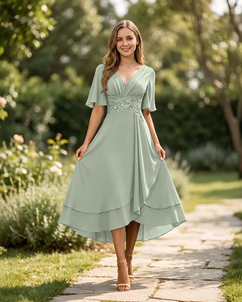 High-Low-Mother-of-the-Bride-Chiffon-Dress-with-V-Neck-Sage-1
