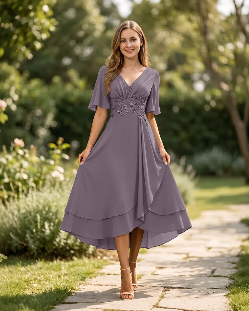 High-Low-Mother-of-the-Bride-Chiffon-Dress-with-V-Neck-Wisteria-1