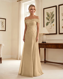 Off-the-Shoulder-Lace-Applique-Mother-of-the-Bride-Dress-Champagne-1