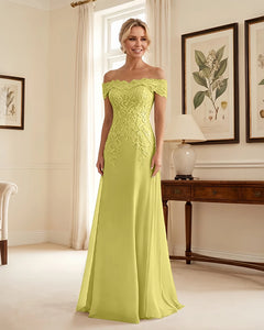 Off-the-Shoulder-Lace-Applique-Mother-of-the-Bride-Dress-Lemon-1