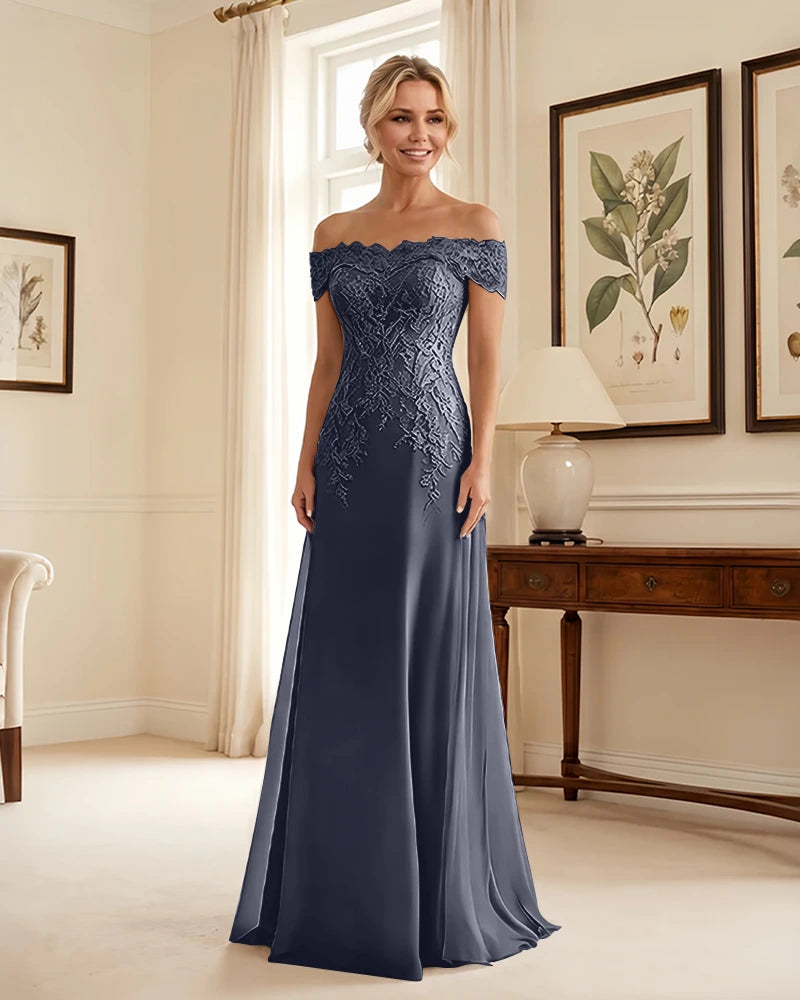 Off-the-Shoulder-Lace-Applique-Mother-of-the-Bride-Dress-Navy-Blue-1