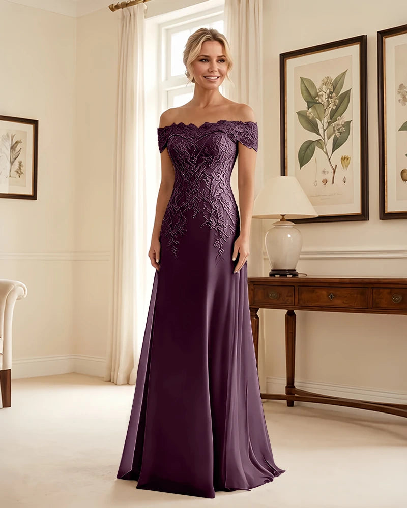 Off-the-Shoulder-Lace-Applique-Mother-of-the-Bride-Dress-Plum-1