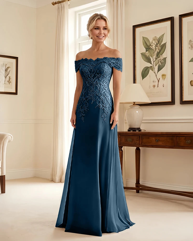 Off-the-Shoulder-Lace-Applique-Mother-of-the-Bride-Dress-Teal-1