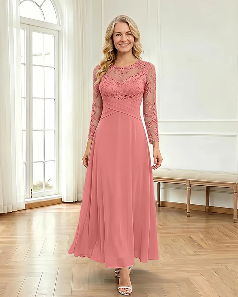 Mesh-Flowy-Mother-of-the-Bride-Dress-Coral-1